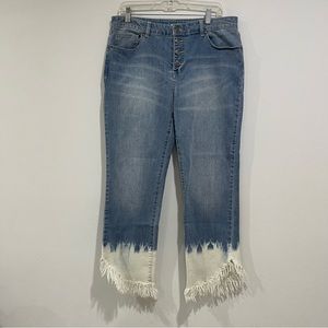 INC International Concepts Women's Tie-Dyed Angled-Hem Mop Jeans size 12